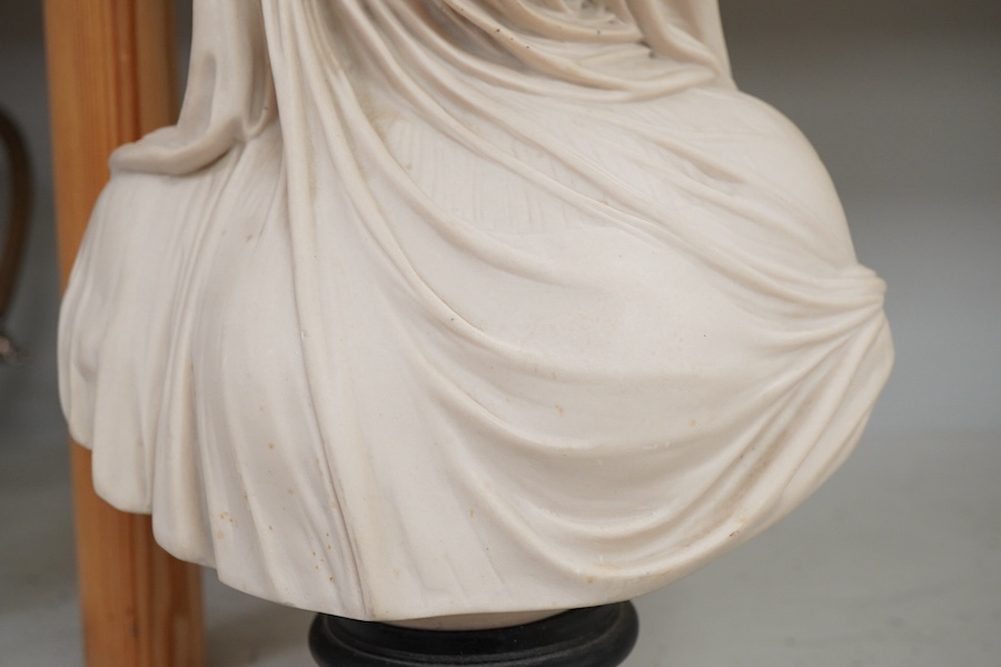 After Raffaele Monti (Italian, 1818-1881), a composition bust of ‘The Veiled Bride’, 36cm